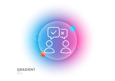 İnsanların oy hakkı simgesi. Gradyan bulanıklık düğmesi ve cam morfizmi. İnternet oylama tabelası. Web seçim sembolü. Şeffaf cam tasarımı. İnsanların oy hakkı simgesi. Vektör