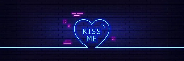 Neon Fényeffektus Csókolj Meg Édes Szívjel Valentin Napi Szerelem Szimbólum — Stock Vector
