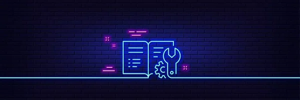 Neon Light Glow Effect Engineering Documentation Line Icon Technical Instruction — Image vectorielle
