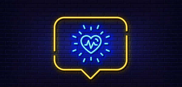 Neon Light Speech Bubble Heartbeat Line Icon Medical Hear Beat — Stock Vector