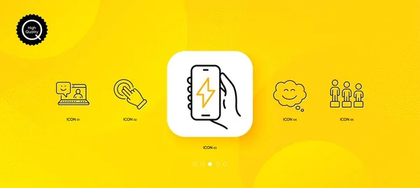 Smile Chat Приложение Equality Charging Желтый Абстрактный Фон Жест Сенсорным — стоковый вектор