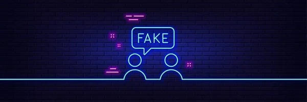 Neon Light Glow Effect Fake Information Line Icon Social Propaganda — Stock Vector