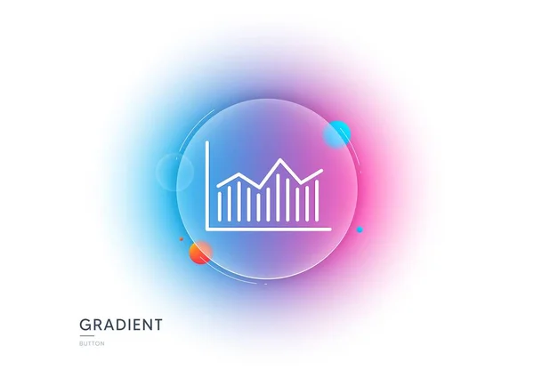 stock vector Financial chart line icon. Gradient blur button with glassmorphism. Economic graph sign. Stock exchange symbol. Business investment. Transparent glass design. Money diagram line icon. Vector