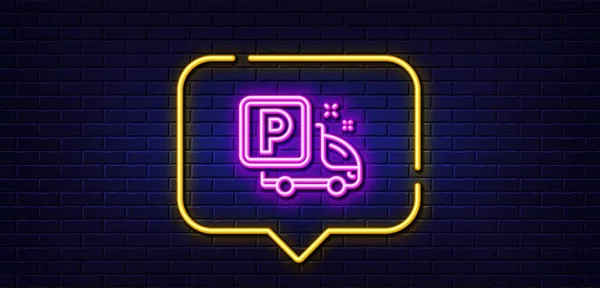 Neon Light Speech Bubble Truck Parking Line Icon Car Park — 图库矢量图片