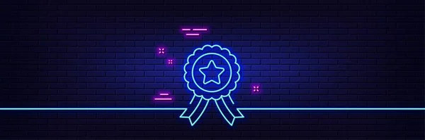 Neon Licht Gloed Effect Winnaar Lintlijn Icoon Medailleteken Beste Prestatie — Stockvector