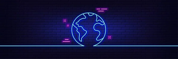 Neon Ljus Glöd Effekt Ikonen För Världens Planeter Internetskylt Global — Stock vektor