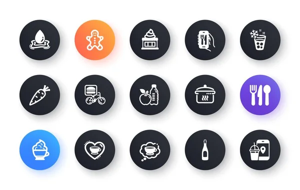 Minimale Auswahl Restaurant App Cappuccino Creme Und Food Flach Symbolen — Stockvektor