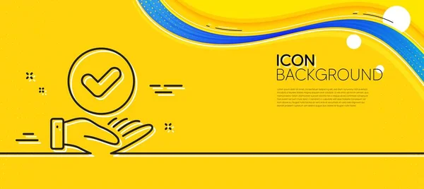 Icono Línea Casilla Aprobado Fondo Amarillo Abstracto Signo Aceptado Símbolo — Vector de stock