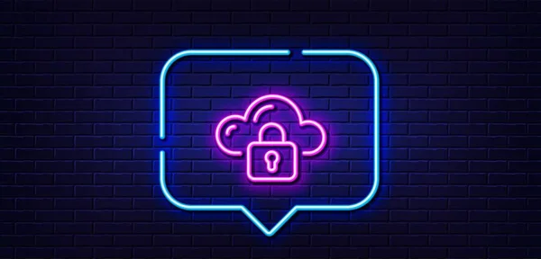 Neonljus Talbubbla Cloud Computing Skyddslinje Ikon Internetdatalagringsskylt Fil Hosting Teknik — Stock vektor