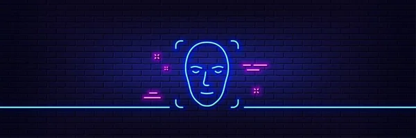 Neonlichteffekt Gesichtserkennungszeilensymbol Kopferkennungszeichen Erkennungszeichen Linie Neon Glühen Symbol Banner Aus — Stockvektor