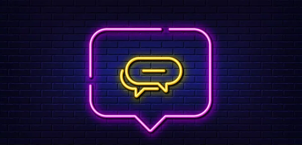 Neon Light Speech Bubble Dots Message Line Icon Chat Comment — ストックベクタ