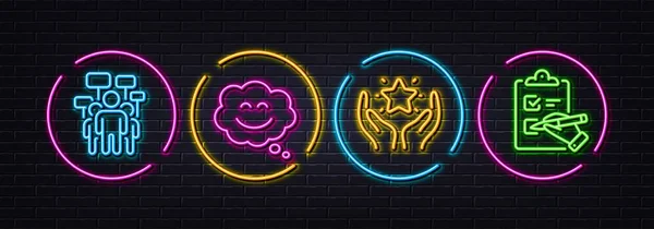 Rangliste Wahlkampagne Und Smile Chat Minimale Zeilensymbole Neon Laser Lichter — Stockvektor
