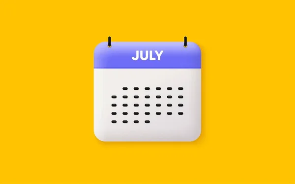 Calendário Data Ícone Ícone Mês Julho Calendário Evento Jul Date — Vetor de Stock