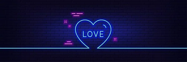 Neonový Světelný Efekt Ikona Čáry Lásky Sladké Znamení Srdce Symbol — Stockový vektor