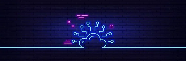 Neonlichteffekt Netzwerkleitungssymbol Für Cloud Computing Datenspeicherung Internet Dateihosting Technologie Symbol — Stockvektor