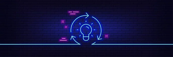 Neon Işık Efekti Fikir Çizgisi Simgesi Ampul Işareti Çekirdek Değer — Stok Vektör