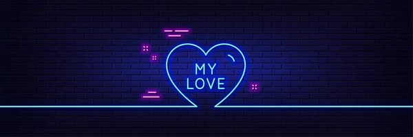 Neonový Světelný Efekt Moje Ikona Čáry Lásky Sladké Znamení Srdce — Stockový vektor