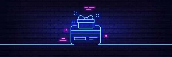 Neon Licht Gloed Effect Loyaliteit Kaart Lijn Icoon Bonuspunten Korting — Stockvector