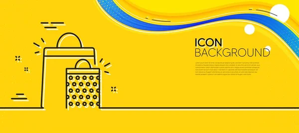 ショッピングバッグラインアイコン 要旨黄色の背景 販売マーケティングシンボル 特別オファーサイン 最小ショッピングバッグラインアイコン 波のバナーの概念 ベクトル — ストックベクタ