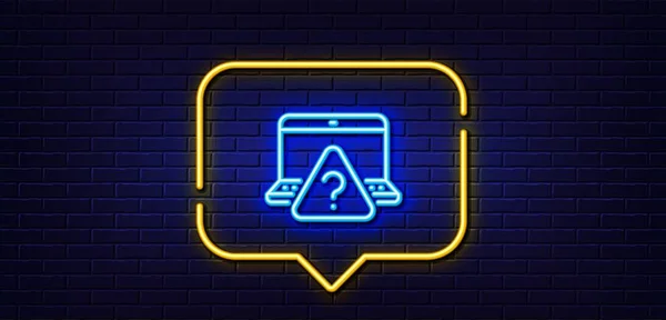 Neon Light Speech Bubble Online Question Line Icon Quiz Sign — Stock Vector
