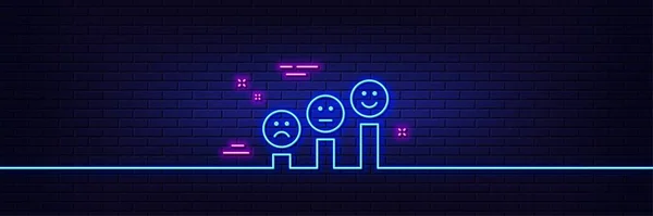 Neon Light Glow Effect Customer Satisfaction Line Icon Positive Feedback — Stock Vector