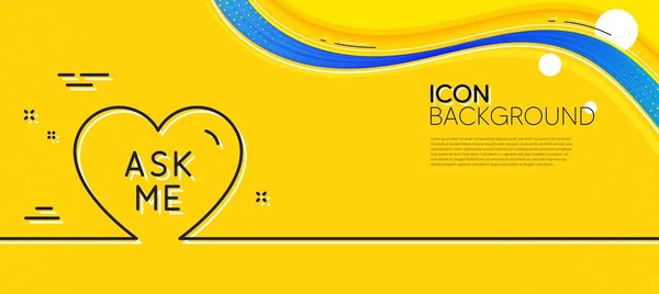 Vraag Lijn Icoon Abstracte Gele Achtergrond Lief Hartteken Valentijnsdag Liefdessymbool — Stockvector