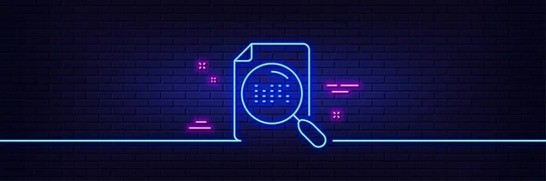 Neon Light Glow Effect Search File Line Icon Find Document — Stockvektor