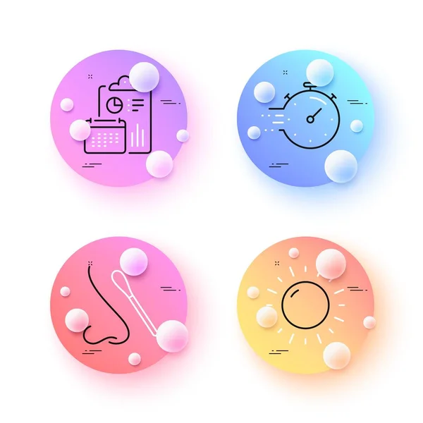Sunny Weather Report Timer Minimal Line Icons Spheres Balls Buttons — Stock Vector