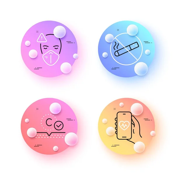 Medical Mask Collagen Skin Smoking Minimal Line Icons Spheres Balls — Stock Vector