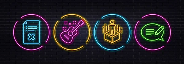 Gitara Odrzucić Plik Augmented Minimalne Ikony Rzeczywistości Linii Neonowe Światła — Wektor stockowy