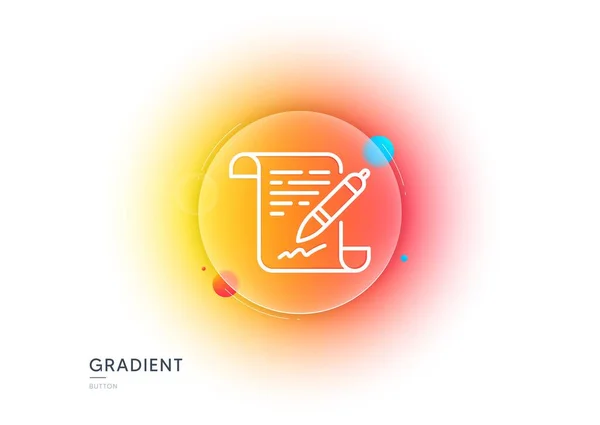 Agreement Document Line Icon Gradient Blur Button Glassmorphism Contract File — Wektor stockowy