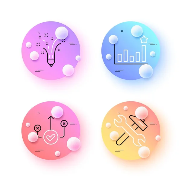 Inspiration Efficacy Correct Way Minimal Line Icons Spheres Balls Buttons — Stock Vector