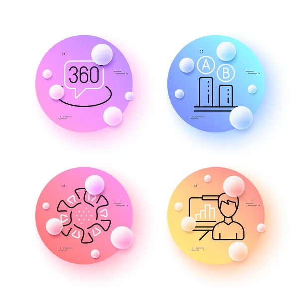 Presentation Board 360 Degree Coronavirus Minimal Line Icons Spheres Balls — Stock Vector