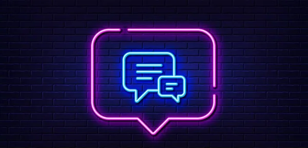 Neon Licht Spraakbel Chat Lijn Icoon Spraakbellenbord Communicatie Commentaar Symbool — Stockvector