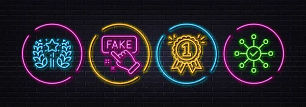 Fake Information Ranking Reward Minimal Line Icons Neon Laser Lights — Stock Vector
