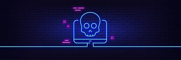 Neon Ljus Glöd Effekt Ikonen För Cyberattacker Ransomware Hot Tecken — Stock vektor