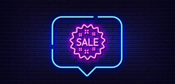 Bublina Neonové Světlé Řeči Ikona Prodejní Linky Nákupní Sleva Symbol — Stockový vektor