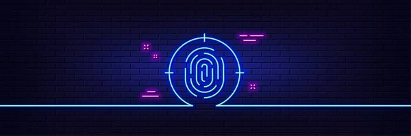Neon Ljus Glöd Effekt Fingeravtrycksikonen Fingeravtryckets Måltavla Biometrisk Identitetssymbol Linje — Stock vektor