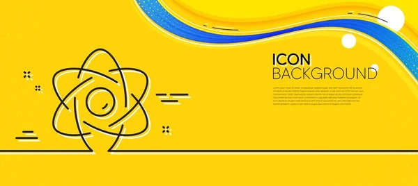 Atom Kernlijn Icoon Abstracte Gele Achtergrond Kernenergiebord Nucleus Energie Symbool — Stockvector