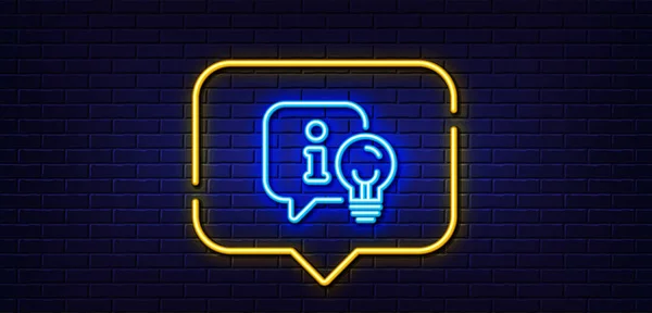 Neon Light Speech Bubble Lamp Line Icon Idea Light Bulb — Stock Vector