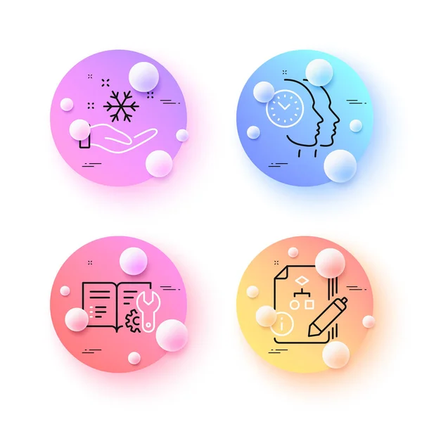 Freezing Engineering Documentation Time Management Minimal Line Icons Spheres Balls — Stock Vector