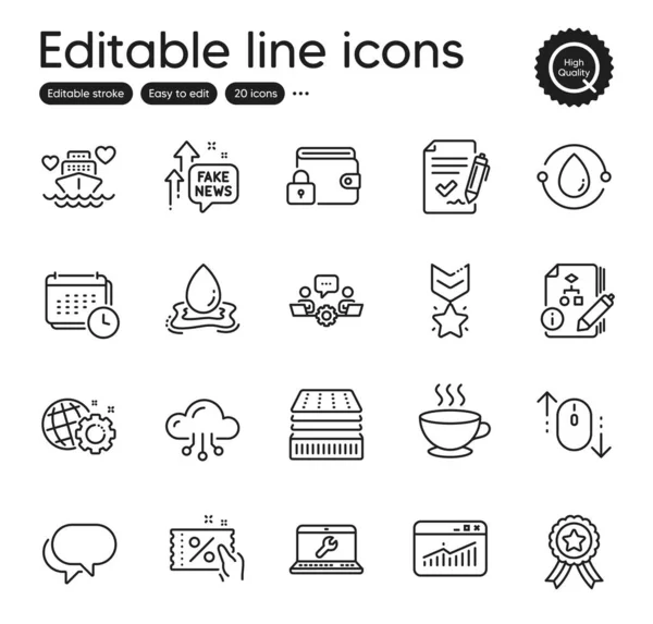 Ensemble Icônes Business Outline Contient Des Icônes Comme Éclaboussure Eau — Image vectorielle