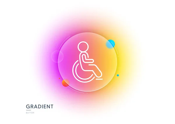 Ikona Osoby Niepełnosprawnej Gradientowy Przycisk Rozmycia Szkłem Znak Użytkownika Wózka — Wektor stockowy
