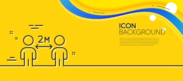 Social Distancing Line Icon Abstract Yellow Background Meters Distance Sign — ストックベクタ