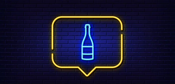 Bublina Neonové Světlé Řeči Ikona Lahev Šampaňského Nápis Výročí Alkoholu — Stockový vektor