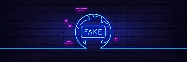 Neonlichteffekt Fake News Ikone Propagandaschild Internet Falsches Wahrheitssymbol Linie Neon — Stockvektor