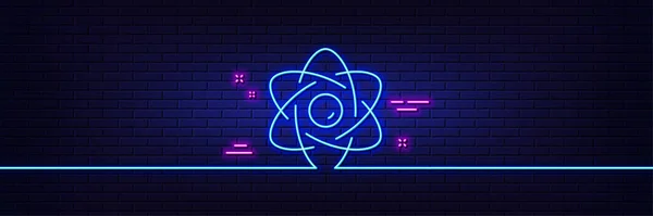 Neon Light Glow Effect Atom Core Line Icon Nuclear Power — Stock Vector