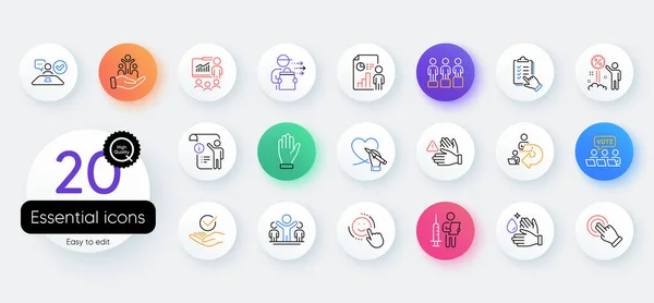 Simple Set Hand Social Care Equity Line Icons Include Presentation — Stock Vector