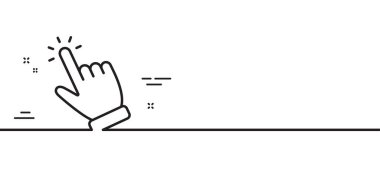 El imleç çizgisi simgesi. Eylem işaretine tıklayın. Parmak göstergesi sembolü. Asgari çizgi çizimi arka planı. İmleç çizgisi simge pankartı. Beyaz ağ şablonu konsepti. Vektör