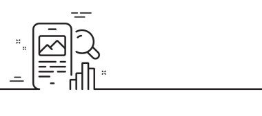 Telefon hattı simgesi. Akıllı telefon uygulaması işareti. Cep telefonu mobil cihaz sembolü. Asgari çizgi çizimi arka planı. Telefon hattı ikon desenli pankart. Beyaz ağ şablonu konsepti. Vektör